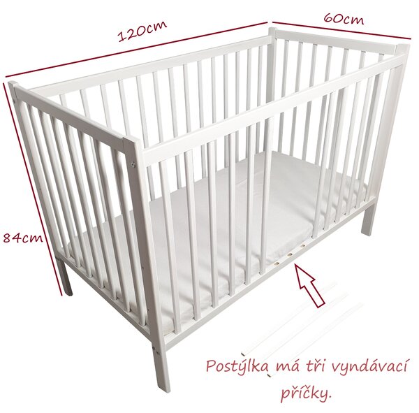 Dětská postýlka BÍLÁ