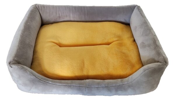 Pelíšek pro psy - obdélník, flanel fleece - béžový/žlutý - 75 x 55 cm