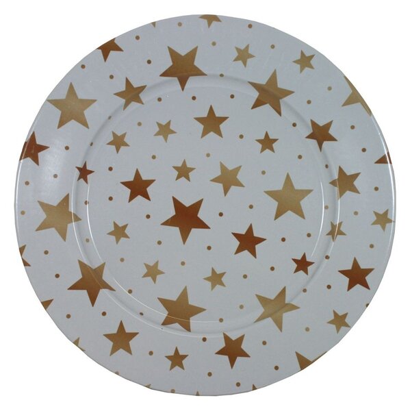 Talíř dekorační kovový Zlaté hvězdy 33 cm 2000318