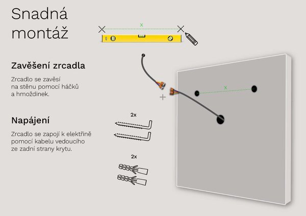 Zrcadlo do koupelny s LED osvětlením M12 premium