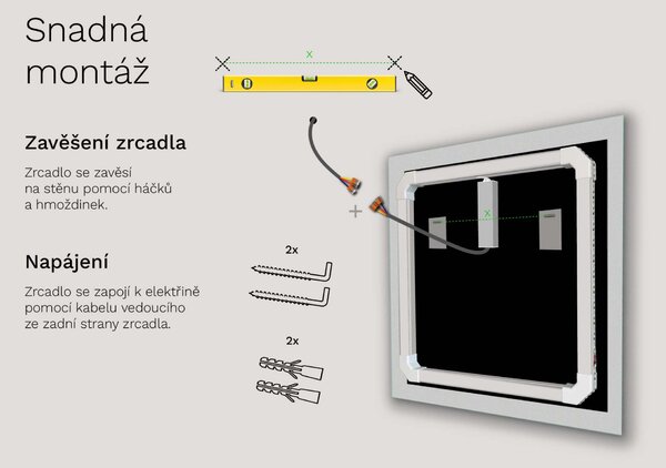 Kulaté zrcadlo do koupelny s LED osvětlením C7