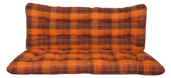 Polstr a opěrka na zahradní houpačku - 120 cm - oranžovočervená kostka - 120 cm