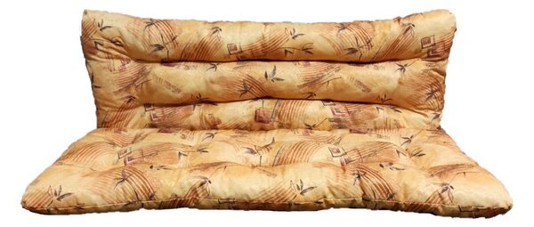Polstr a opěrka na zahradní houpačku - 120 cm - žlutooranžový dekor - 120 cm