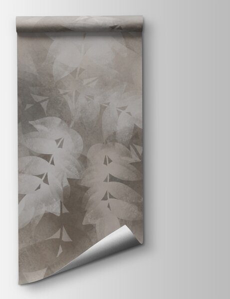 Fototapeta Šedé a bílé pozadí s listy, Fototapety s listy, Populární fototapety, t00226 - Tapeko.co.cz