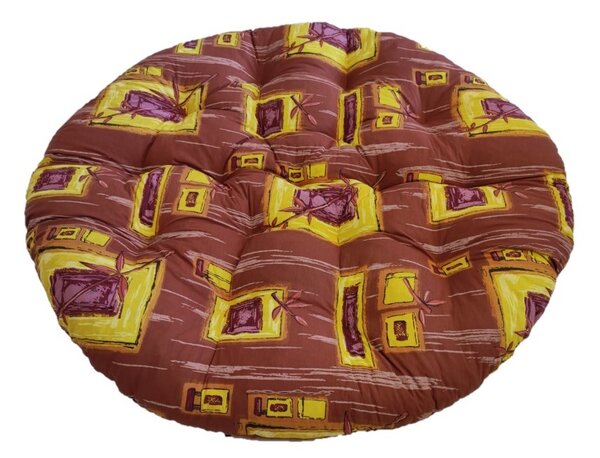 Polstr na křeslo papasan 110 cm - hnědý ornament