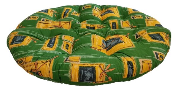 Polstr na křeslo papasan 110 cm - zelený ornament
