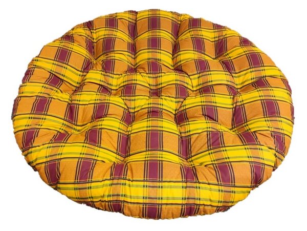 Polstr na křeslo papasan 110 cm - žlutooranžová kostka