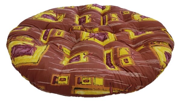 Polstr na křeslo papasan 110 cm - hnědý ornament