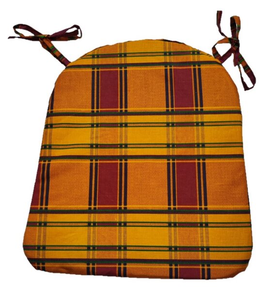 Sedák na židli se šňůrkou - 35 x 40 - žlutooranžová kostka