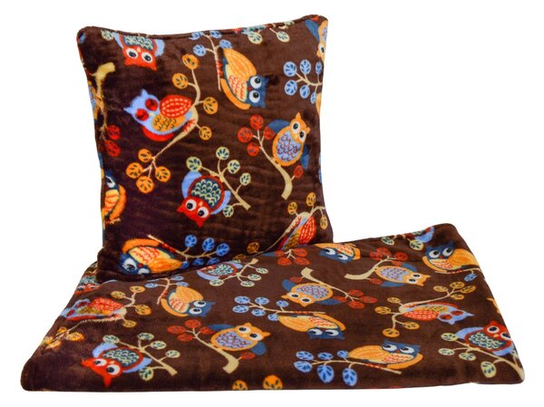 Deka flanel fleece tmavé sovy - 120 x 150 cm