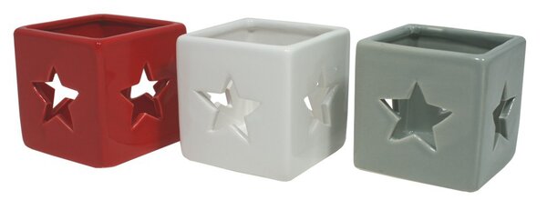 Svícen keramický hvězda šedý 6,5 cm 9305154