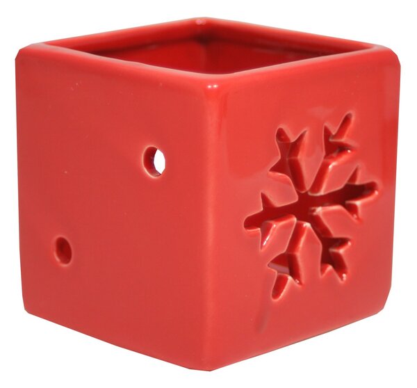 Svícen keramický vločka červený 6,5 cm 9305150
