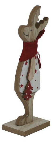 Dekorace dřevěná sobík s červeným šátkem 12cm 2009302