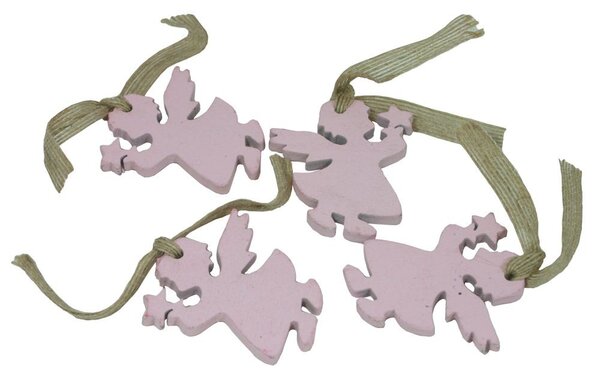 Dekorace závěsná anděl růžový 6 cm - 4 ks 3001334