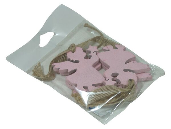 Dekorace závěsná anděl růžový 6 cm - 4 ks 3001334