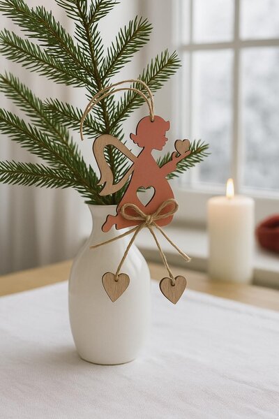 Dekorace závěsná andělíček růžový 8cm 3001019