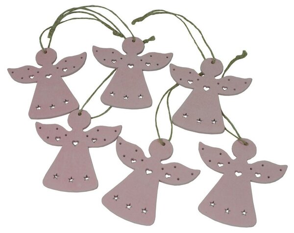 Dekorace závěsná andělíčci růžoví 6ks/7cm 3001370