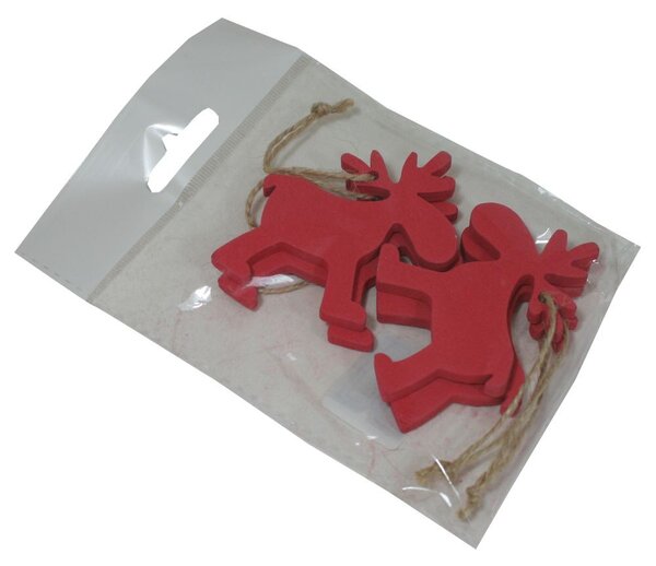 Dekorace závěsní sobíci 6 cm - 4 ks 3001378