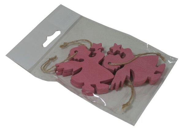 Dekorace závěsná andělé růžoví 6 cm - 4 ks 3001407
