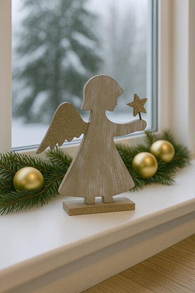 Dekorace anděl s hvězdou 20 cm 2009213