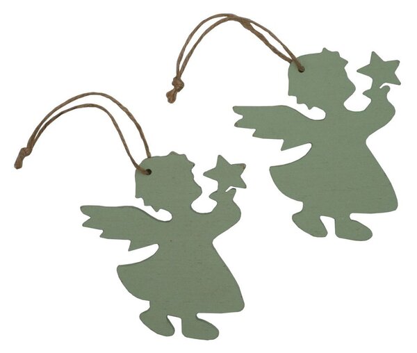 Dekorace dřevěná závěsní andělé 2 ks /10cm 3001399