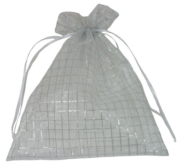 Dárkový sáček organzový stříbrná kostka 25*20 cm 8700054