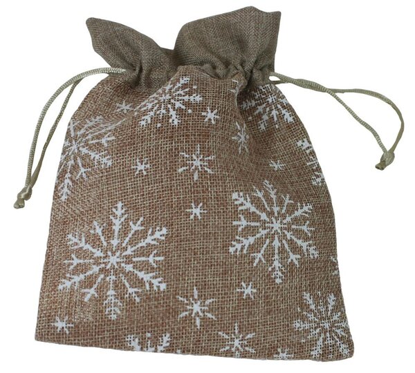 Dárkový sáček látkový přírodní s vločkami 20*15 cm 8700004