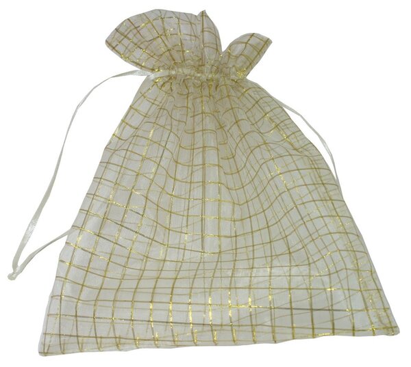 Dárkový sáček organzový zlatá kostka 25*20 cm 8700053