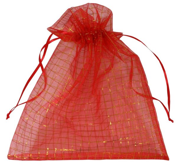 Dárkový sáček organzový červená kostka 25*20 cm 8700055