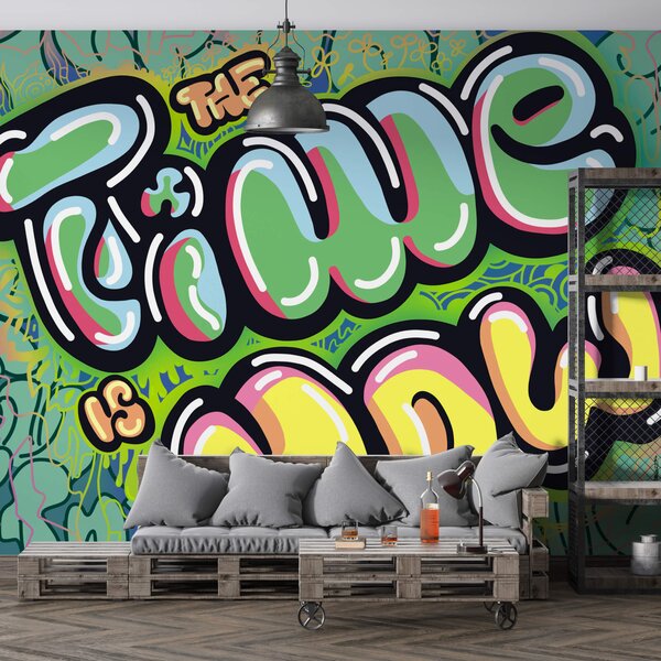 Fototapeta Barevné graffiti na zeleném pozadí, Moderní fototapety, Populární fototapety, t00274 - Tapeko.co.cz