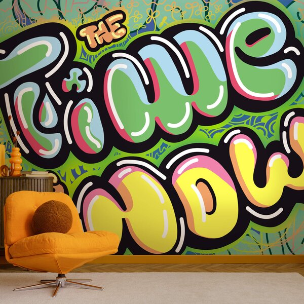 Fototapeta Barevné graffiti na zeleném pozadí, Moderní fototapety, Populární fototapety, t00274 - Tapeko.co.cz