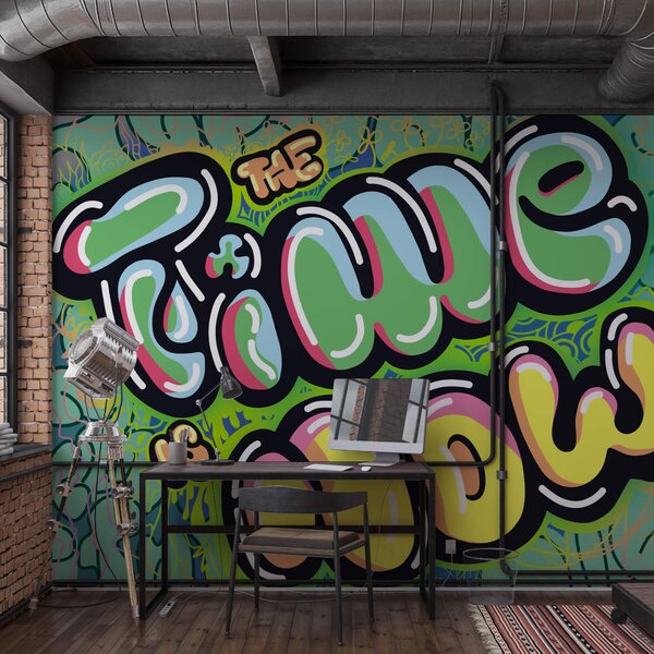 Fototapeta Barevné graffiti na zeleném pozadí, Moderní fototapety, Populární fototapety, t00274 - Tapeko.co.cz