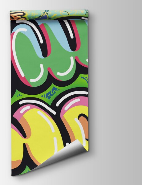 Fototapeta Barevné graffiti na zeleném pozadí, Moderní fototapety, Populární fototapety, t00274 - Tapeko.co.cz