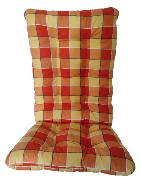 Podsedák na zahradní židli univerzální - 125 x 55 - žlutočervená kostka