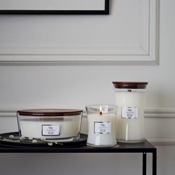 Vonná svíčka WoodWick loď, White Teak