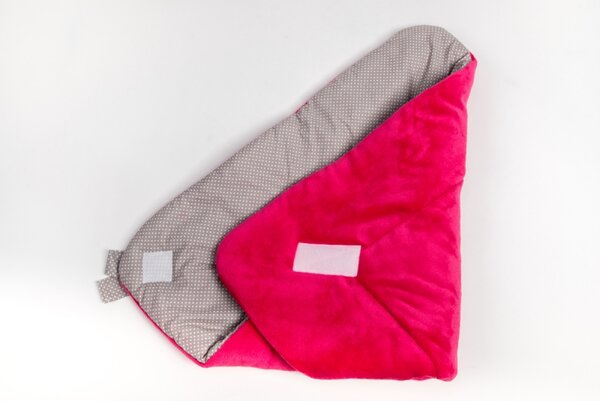 Zavinovačka s mašlí - fleece - růžová - šedý puntík