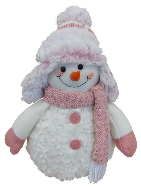 Sněhulák s růžovou ušankou 30cm 3000066