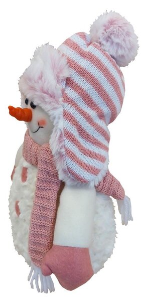 Sněhulák s růžovou ušankou 30cm 3000066