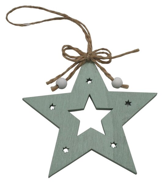 Dekorace dřevěná závěsná hvězda mint 9cm 3001004