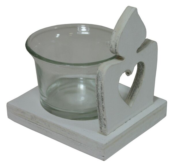 Svícen svíčka se srdcem bílý 8cm 9305164