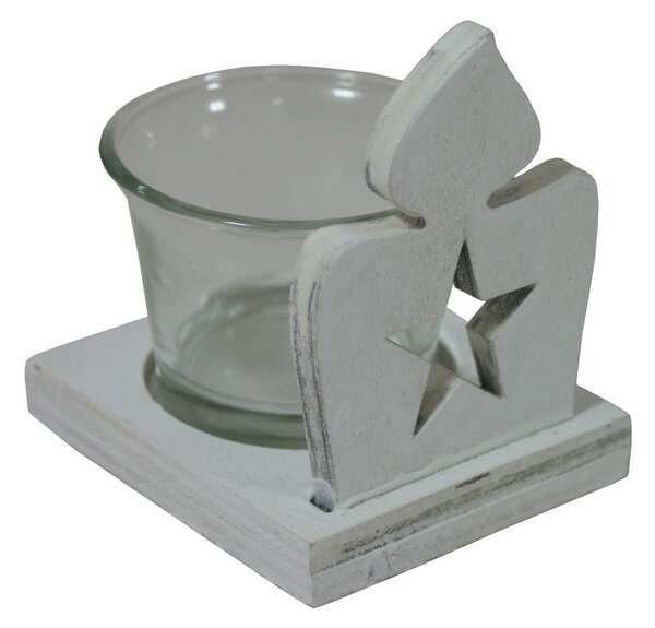 Svícen svíčka s hvězdou bílý 8cm 9305165