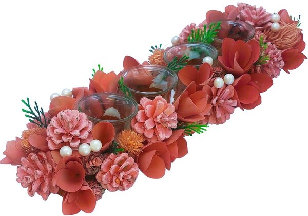 Adventní věnec růžový 44cm 3001207
