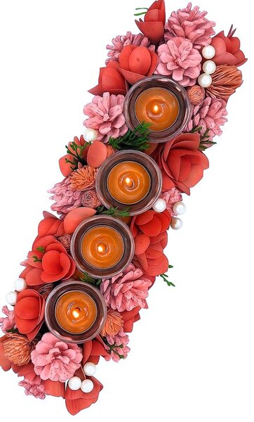 Adventní věnec růžový 44cm 3001207