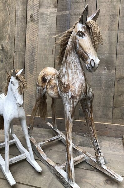 Dřevěný houpací koník 28-80cm Velikost: výška 60cm hnědý