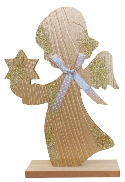 Dekorace anděl s hvězdou zlatý glitr 23 cm 2009252