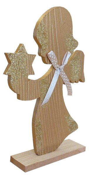 Dekorace anděl s hvězdou zlatý glitr 23 cm 2009252