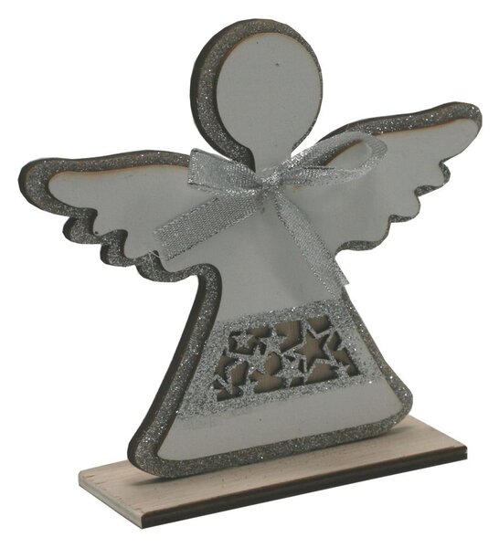 Dekorace anděl bílý s glitrem 15 cm 2009261