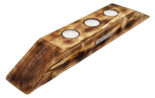Dekorace Dřevo výrobky Dřevěný svícen zkosený (boční kraje) na čajové svíčky - 49 x 8 x 6 cm