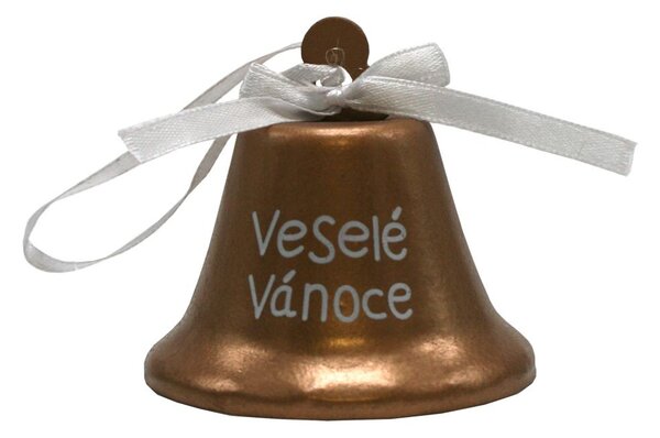 Vánoční zvonek plechový zlatý Veselé Vánoce 6,5cm 3003287