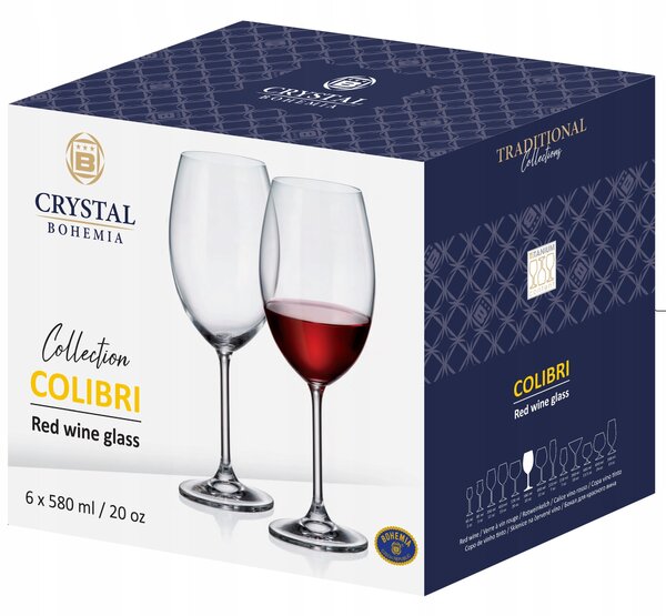 Skleničky na bílé víno Crystalite Bohemia Colibri, průhledné, 580ml, 6 ks